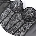 thumbnail image 4 of QHFBli Womens Glitter Sequin Corset Tops Lace Mesh Bustier Fish Boned Crop Top Removable Straps Tube Party Tops, 4 of 5