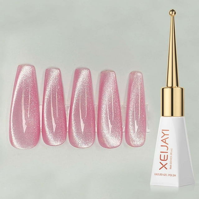 Esmalte de uñas blanco de cerámica con efecto ojo de gato, pegamento para esmalte de uñas, esmalte de uñas blanco de porcelana brillante, 10 ml por uña.