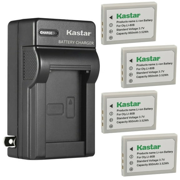 Kastar 4-Pack Battery and AC Wall Charger Replacement for Vivitar Vivicam 3945, Vivicam 3945S, Vivicam 45, Vivicam 5105S, Vivicam 5300, Vivicam 5340, Vivicam 5340S, Vivicam 55, Vivicam 60, Vivicam 65