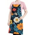 thumbnail image 5 of Pioneer Flower Floral Print Pattern Apron-Garden Aprons for Women with Pockets-Cotton Linen Waterproof Kitchen Cooking Gardening Aprons Adjustable for Kitchen,Cooking,BBQ and Salon 33x27 Inch, 5 of 7