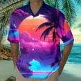 thumbnail image 2 of Mens Hawaiian Shirts Short Sleeved Casual Style Print Seaside Coconut Sunset Print Short Sleeved Cardigan Button Lapel Button Down Shirt Sizes XL, 2 of 4