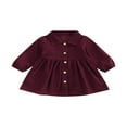 thumbnail image 1 of Enfants Filles Robe en Velours Côtelé à Manches Longues Bouton-Down Solide Robe d'Automne, 1 of 7