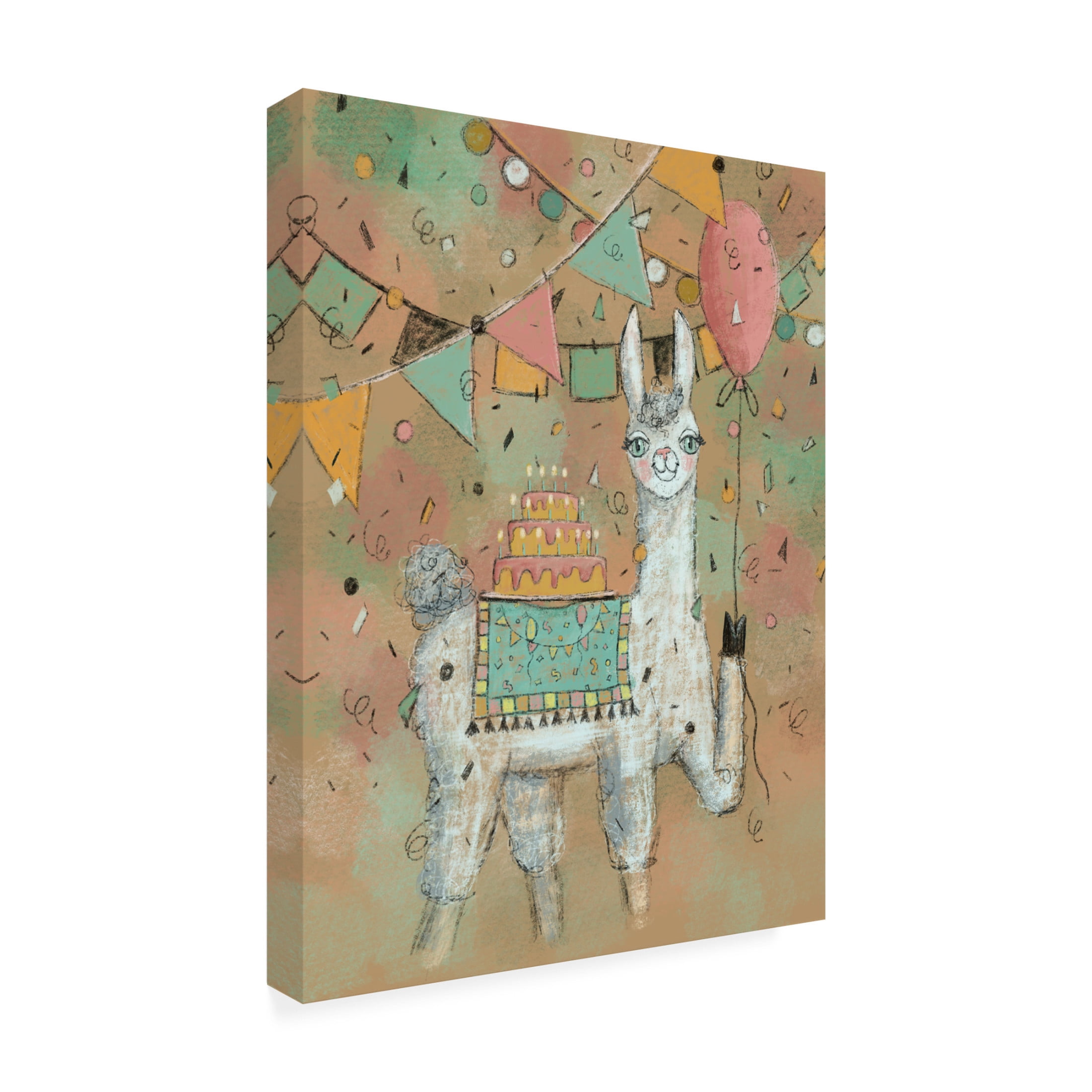 Canvas Wall Art - Christine Rotolo 'Llama Birthday' Wall Art for Living Room, Bedroom, or Office Décor by Trademark Fine Art - 18 x 24 Inches