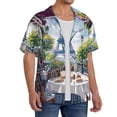 thumbnail image 2 of Rateoe Parisian Cafe With Eiffel Pattern Men's Short Sleeve Classic Shirt, Casual Short-Sleeved Shirt, Lightweight Summer Shirt, Cuban Collar Shirt,Button-Front Shirt-XX-Large, 2 of 5