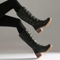 thumbnail image 5 of Women Round Toe Warm Knee High Boots Plus Size Mid Heel Quilted Fabric Tall Boots Non Slip Outsole for Fall Winter Commuting Travel Black, 5 of 7