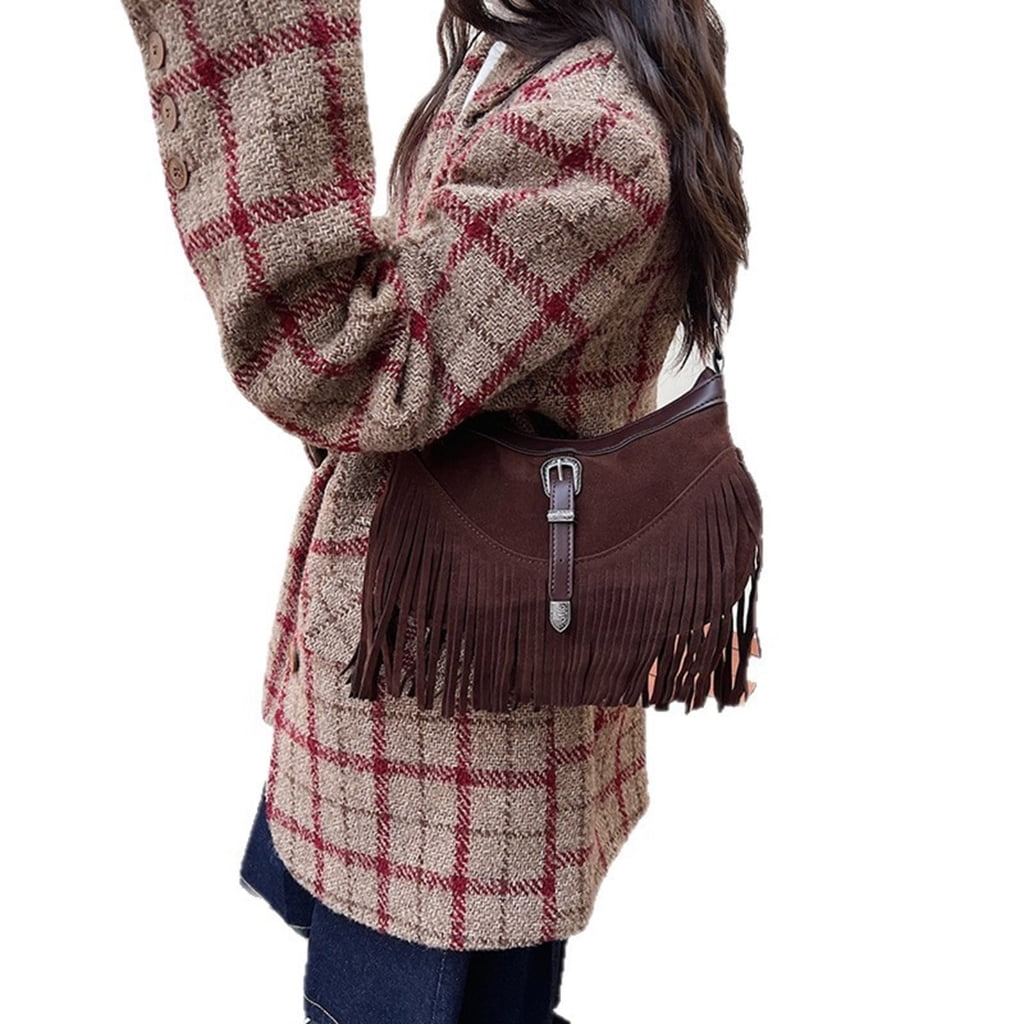 Fashion Hippie Western Cowgirl Purses Purses Fringe Hobos Bags for Women Faux Suedes Crossbody Bag tassels Shoulder Bag