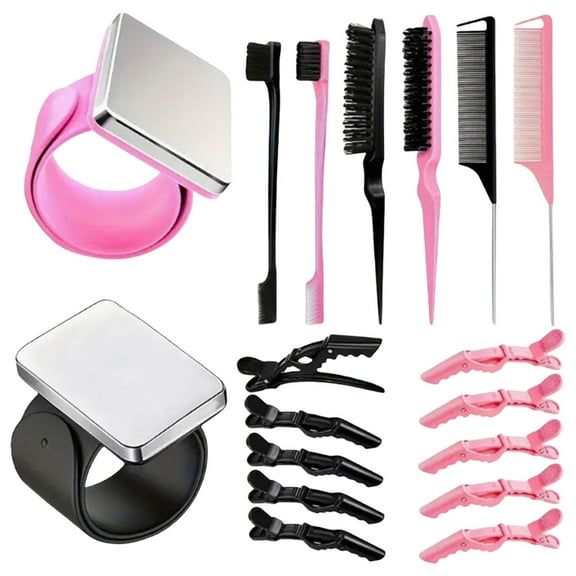 T-HOTLYST 18 Pcs Hair Styling Set Magnetic Wrist Pin Holder Sectioning Hair Clips Braiding Comb Hair Braiding Tool for Women Girls