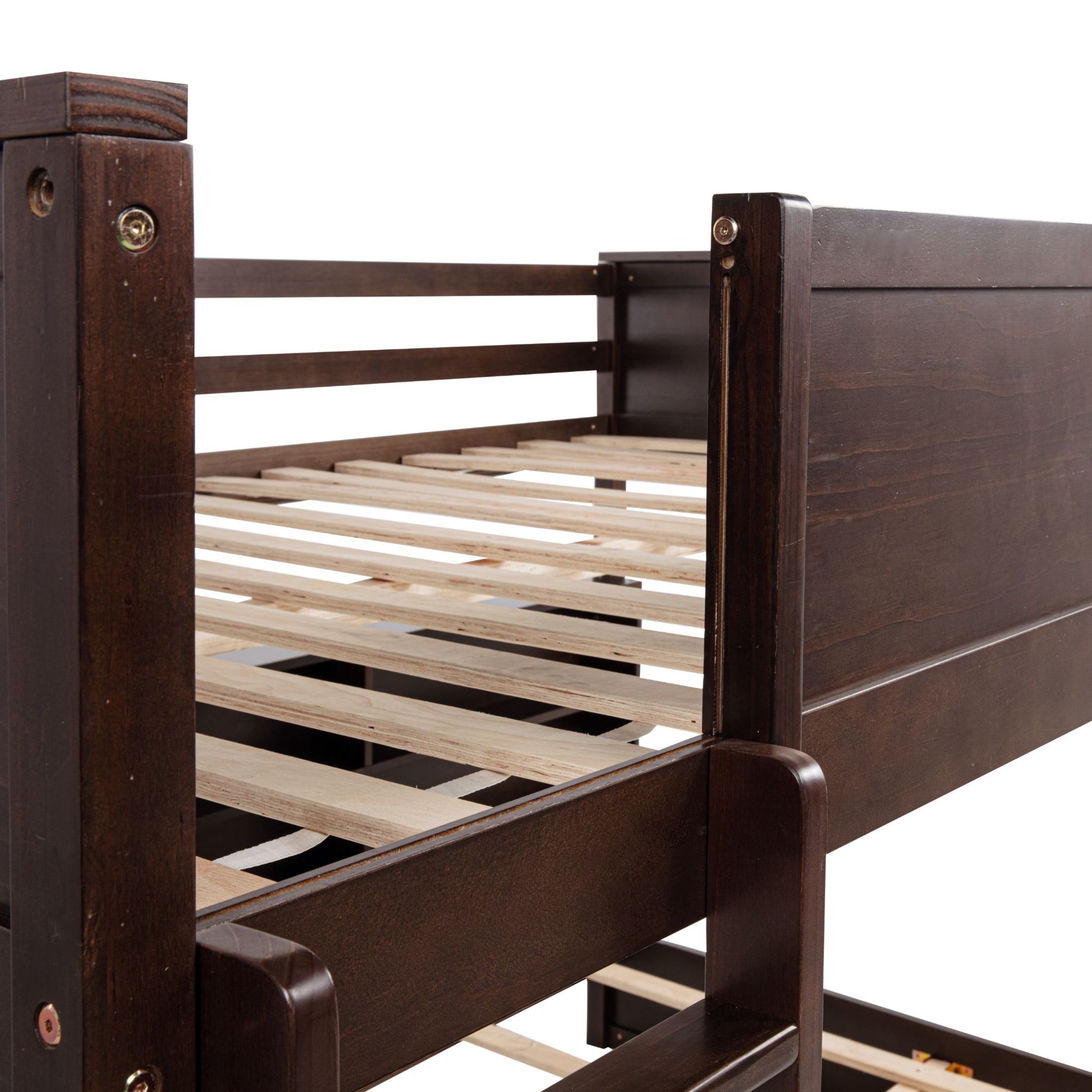 Noble House Queen Over Queen Bunk Bed, Solid Pine Wood Frame with Storage Cabinets and Charging Station, Brown