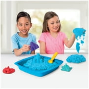 Kinetic Sand, Sandbox Set Kids Toy with 1lb All-Natural Blue Kinetic Sand and 3 Molds, Sensory Toys for Kids Ages 3 and up