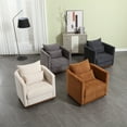 thumbnail image 2 of Dinosisco Swivel Barrel Chair, Leisure Accent Armchair for Living Room Bedroom, Carbon Black Chenille, 2 of 7
