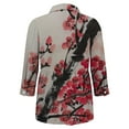 thumbnail image 4 of Alitao Button Down Shirt Long Sleeve Shirts Linen Lapel Art Floral Round Neck Button Loose Pullover Top Casual Shirt T Shirt Blouses for Women Dressy Casual Shirts for Women Red XL, 4 of 6