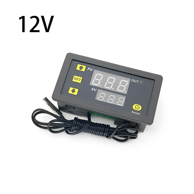 VONKY Contrôle de Thermostat Affichage LED Thermostats Réglables Contrôleur Multifonctionnel Réservoirs de Refroidissement Réfrigérateur Noir 12V
