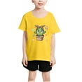 thumbnail image 3 of Girls Summer Tops Loose Fit T-Shirt Short Sleeve Cartoon Graphic Tees Cotton Cute Casual Summer Clothes, Yellow, 6 Years, 3 of 7