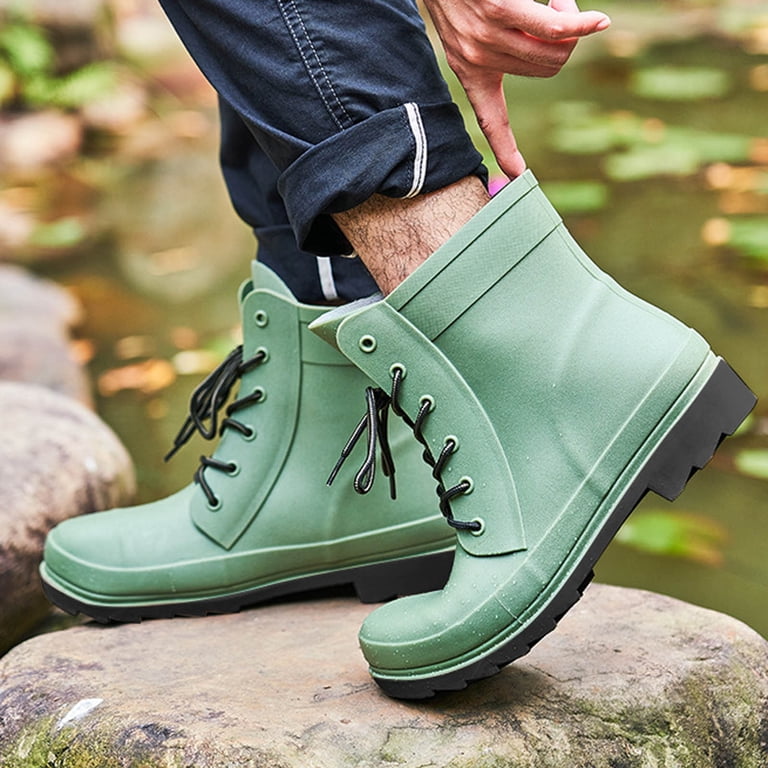 Xfvqtps Rain Boots for Women Mid Calf Ankle Height Lace up 