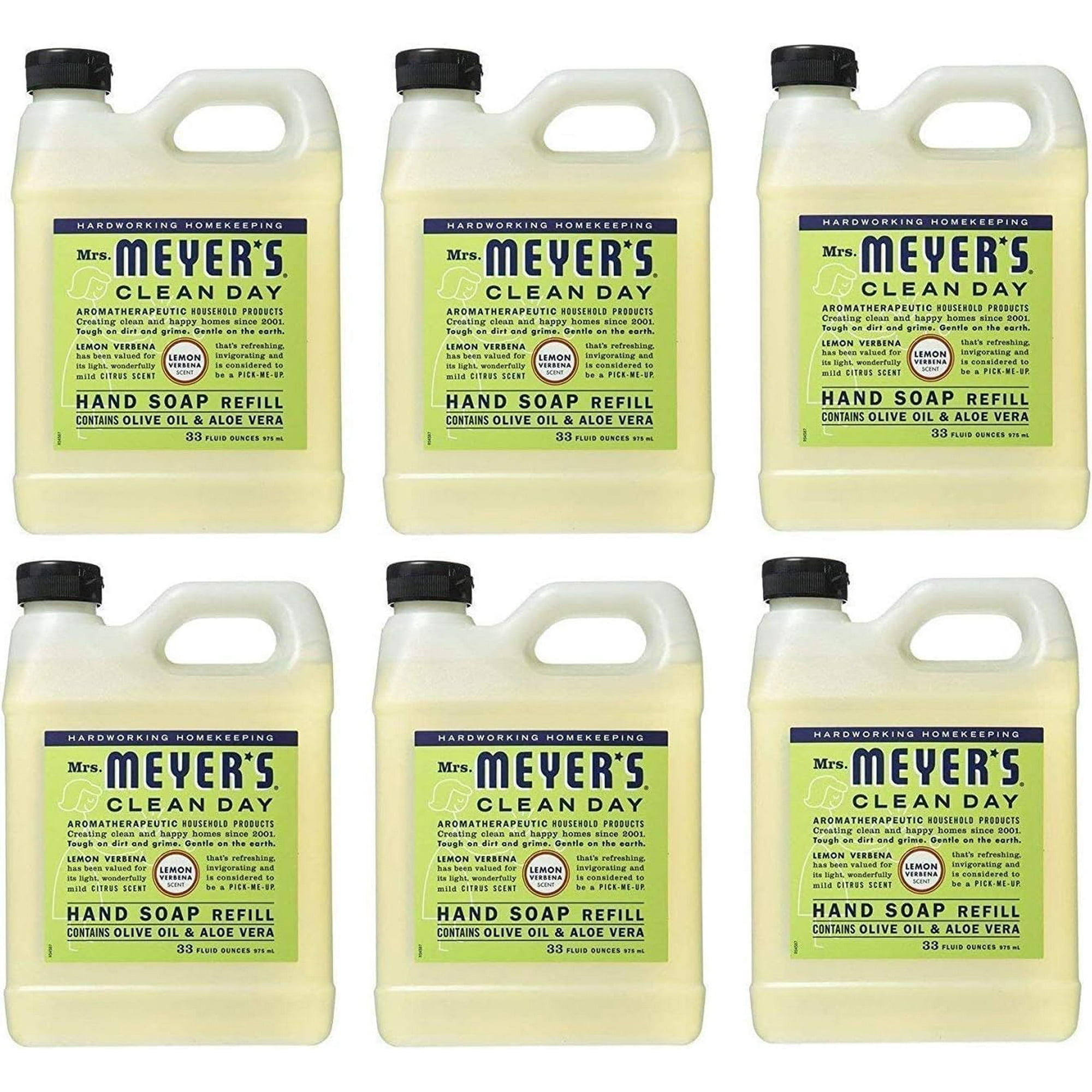 Mrs. Meyer's Liquid Hand Soap Refill Lemon Verbena, 33 Fl Oz (Pack of 6)