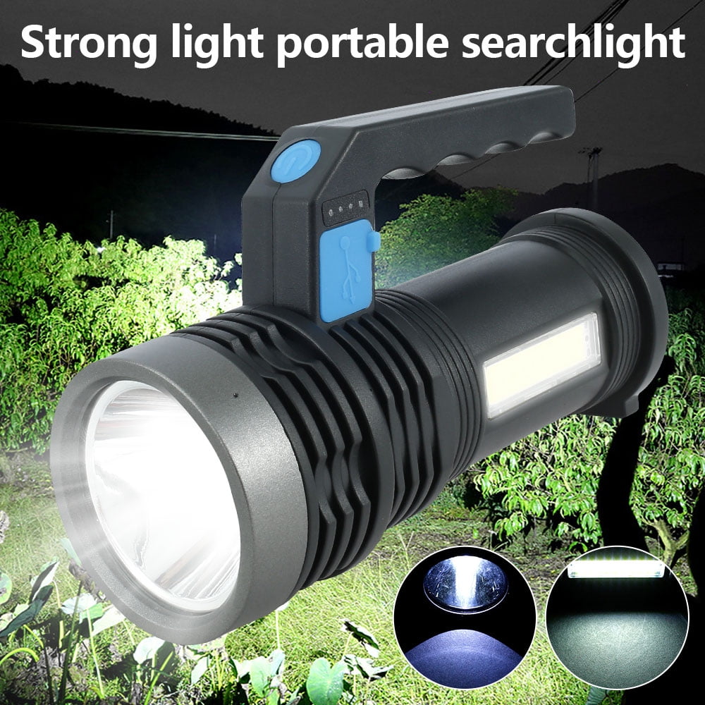 1* Waterproof Bright LED Searchlight Flashlight USB Rechargeable Spotlight Torch 