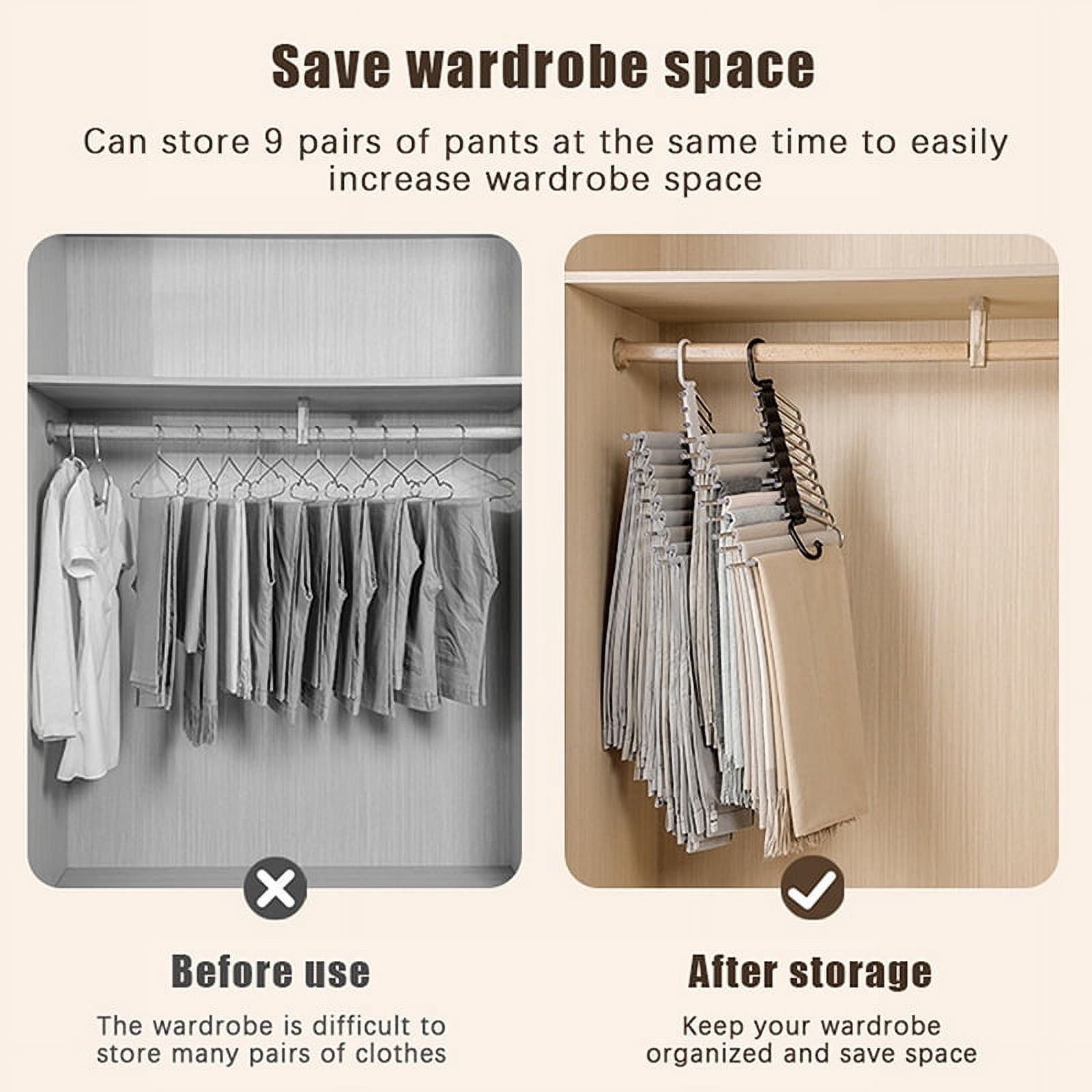 Folding Magic Pants Hangers 5/9layers Stainless Steel Space Saving Clothes Rack Organizer For Wardrobe Jeans Trousers Scarf
