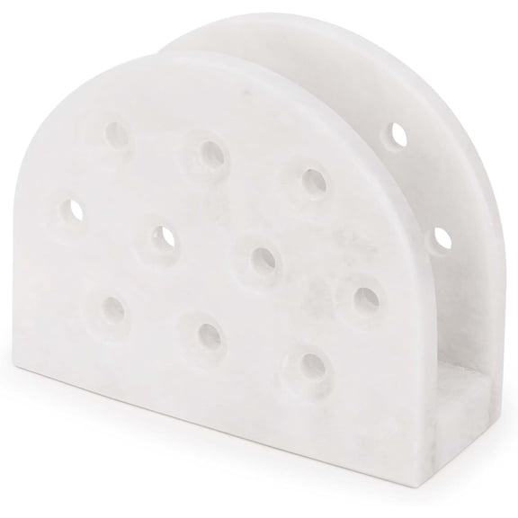 Radicaln White Marble Napkin Holder 6.5" - Handmade Coctail Napkin Organizer for Coffee Bar Table, Bathroom, Kitchen Countertop & Home Décor, Napkin Storage for Paper Napkins