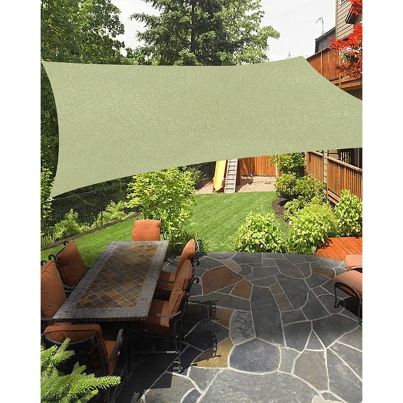 Sage Green Sun Shade Sail 12'X16' Country Vintage Minimalist Classic Solid Color UV Block Outdoor Sail Shades Breathable Waterproof Rectangular Sunshade for Patio Garden Pool Pergola Porch