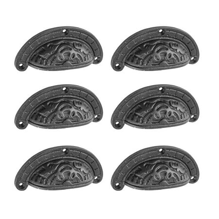 6 Cabinet Or Drawer Bin Pull Black Iron Cup Pulls 3 7 8 Inch