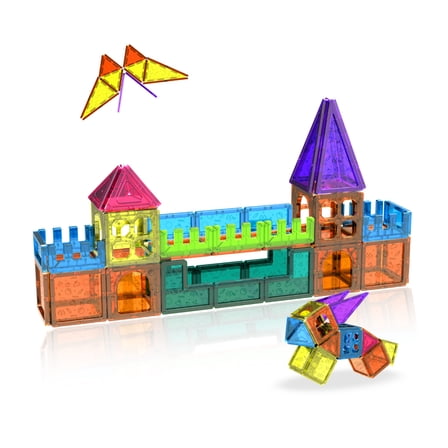52 Pcs Magnetic Building Block Set for Building Castle Gates, Butterfly and Rabbit Models, Suitable for Children Aged 3 and Above, STEM Educational Building Toys, Unique Birthday Gifts
