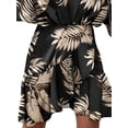 thumbnail image 4 of DYMADE Bat Sleeve V Neck Chic Print Hem Irregular Ruffle Dress For Women, 4 of 4