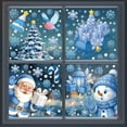 thumbnail image 6 of 2 Sheets Christmas Window Stickers, 2D Large Christmas Window Clings Decals, Blue Double Sided Santa, Snowman, Xmas Tree, Snowflakes, Merry Xmas Ball Scene Static Sticker Decorations, 6 of 6