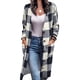 thumbnail image 2 of Prendas de Vestir con Botones de Manga Larga para Mujer Abrigo A Cuadros con Hombros Caídos Elegantes e Informales Sueltos con Bolsillo para Citas Negro XL, 2 of 5