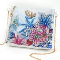 thumbnail image 3 of Cartera con pintura de diamantes, de piel sintética blanca, con cadena para maquillaje, hecha a mano, regalo para mujer, 3 of 14