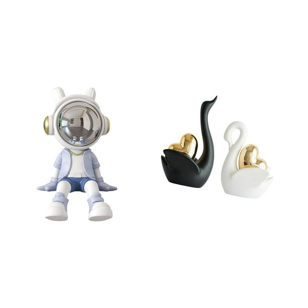 Figura de escritorio,Estante con estatua de astronauta para decoración de oficina y hogar,estatua de cisne,Estatuas y figuras de cisnes de cerámica modernas Esculturas,Escultura de animales