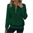 thumbnail image 1 of Mceream Chandails Matelassés pour Femmes à Fermeture Éclair, Col Rond, Manches Longues, Chandail Texturé Uni à Enfiler avec Poches, Décontracté, Ample, Mode, Automne Hiver, Tuniques, Grande Taille, Sudadera Para Mujer, Vert, TG, 1 of 7
