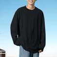 thumbnail image 2 of Qiggri Men's Casual Base Solid Color Loose Fitting Pullover Round Neck Long Sleeved T-Shirts, 2 of 6