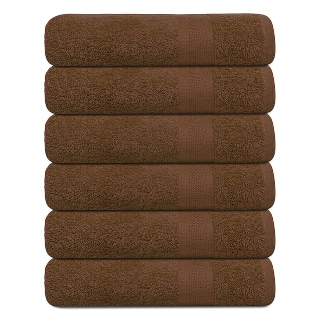 Juego de toallas de baño TEXCRAFT, algodón, rizo, secado rápido, 24 x 48 cm, paquete de 6
