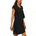 thumbnail image 4 of Women's Casual T Shirt Dress Solid Basic Sleepwear Short Sleeve Swing Dresses V Neck Sleepwear Spring Summer Comfort Soft Pajamas, 4 of 6