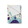 thumbnail image 2 of Purple Soft Flannel Fleece Throw Blanket, Marine Traffic with Whale Sailboat and Fish with Cloud and Waves Nautical Life Print, Cozy Plush for Indoor and Outdoor Use, 50" x 60", Purple, by Ambesonne, 2 of 5