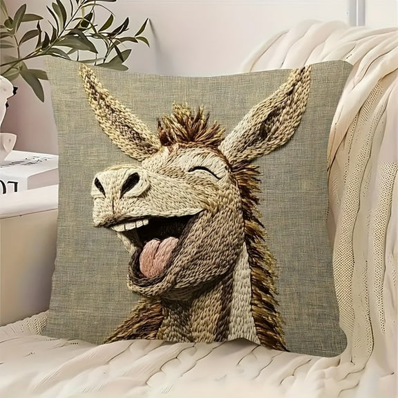 Tyidzon Embroidered Throw Pillow Cover - 18x18 Inches Short Lint Pillowcase Decorative Cushion Cover for Couch, Sofa, Bed Home Decor
