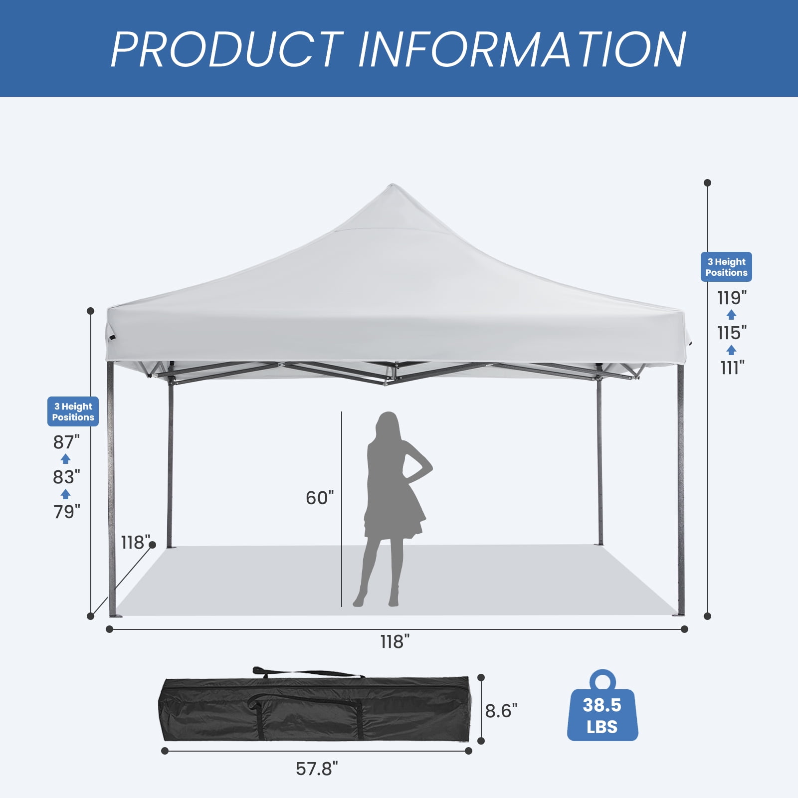 GIANNA 10x10 FT Pop Up Canopy Tent with Slant Legs and Carrying Bag, Easy Setup Outdoor Shelter for Patio, Garden, Beach, Natural White