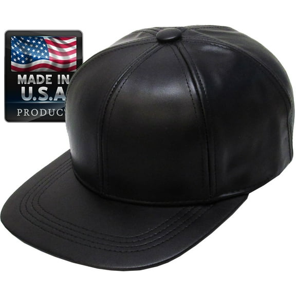 MADE IN USA Genuine Leather Baseball Cap Adjustable Velcro Closure