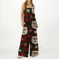 thumbnail image 4 of Women's Christmas Printed Jumpsuit - Loose Casual Versatile Romper, Wine Red Size XXL, 4 of 6