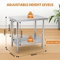 thumbnail image 2 of Towallmark Stainless Steel Table, 30x24 Inch Metal Prep Table With Adjustable Undershelf, Heavy Duty Commercial Work Table For Kitchen, Restaurant, Home, Garage, NSF Certified, 2 of 6