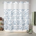 thumbnail image 6 of No Hook Shower Curtain, Light Blue Flower Shower Curtains for Bathroom with See Through Top Window, Vintage Farmhouse Boho Leaf Spring Waterproof & Washable Bath Curtain 66"x72", 6 of 9