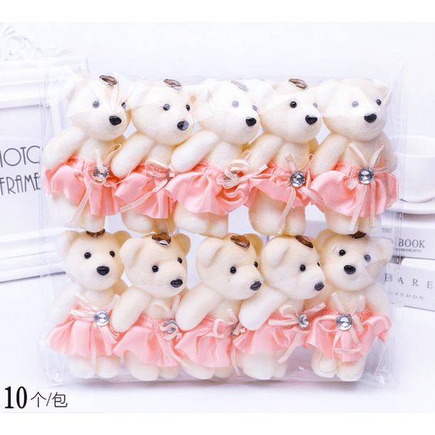 10 Unids/pack Oso Ramo Pequeño Pareja Regalo Embalaje Boda Peluche Juguete Día De San Valentín Fiesta De Cumpleaños