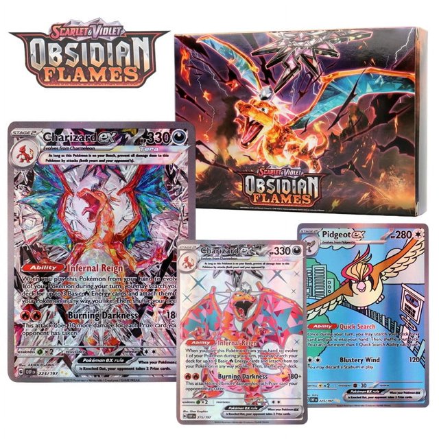 Tarjetas de Pokémon, 60/100 Uds., todas las nuevas cajas de refuerzo EX Obsidian Flames incluyen tarjetas de Pokémon Charizard, versión en inglés