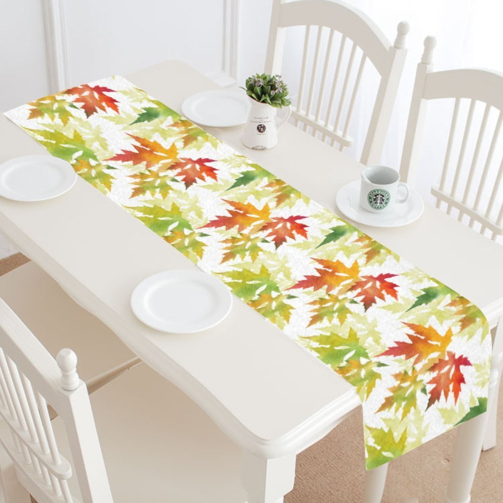MYPOP Autumn Maple Leaves Table Runner Placemat 16x72 inches, Fall Leaf