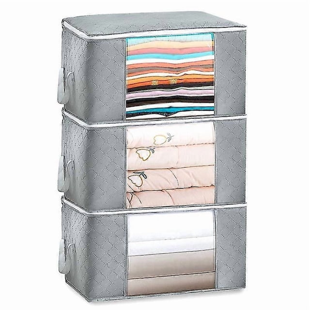 3pack Clothes Storage Bag, Foldable Under Bed Storage Bag, Fabric Storage Box, Clothes Storage With Zipper