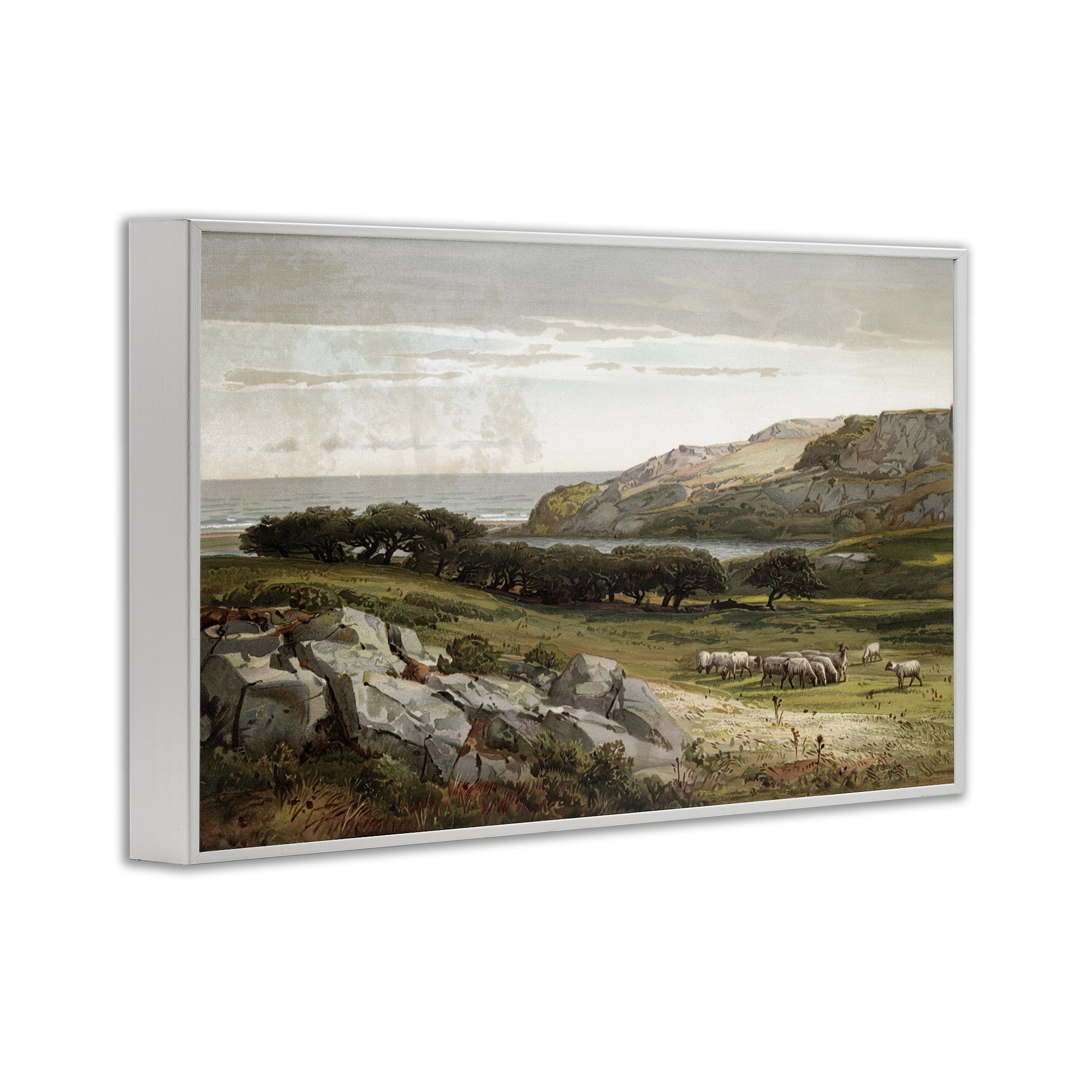 Stupell Industries Sheep in Passionate Landscape White Framed Giclee Art, design by Lula Bijoux & co.