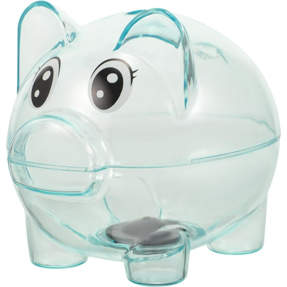 Cute Piggy Bank Plastic Cartoon Pig Coin Bank Money Bank Unbreakable Clear Money Box Saving Coin Box for Kids Adults Gifts (Blue), Medium, (15SG256R33UUT)