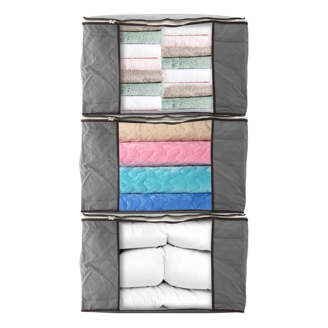3 Pack Organizador de almacenamiento gran capacidad con cremallera Mantas de tela gruesa duraderas PG93999