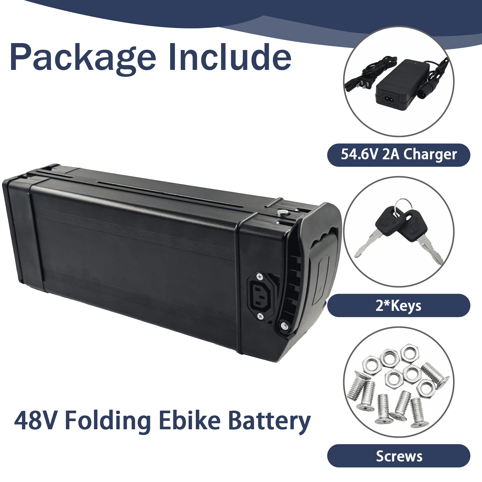 48V 20Ah Battery for Bike, with 30A BMS for 250W 350W 500W 700W 900W, No Bottom Connection Port