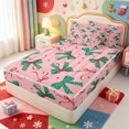 thumbnail image 2 of Manfei Elegant Christmas Tree Zipper Queen Comforter Set with Fitted Sheet and 2 Pillowcases,Merry Xmas Zipper Bedding Set,Pink Reversible,4pcs, 2 of 7